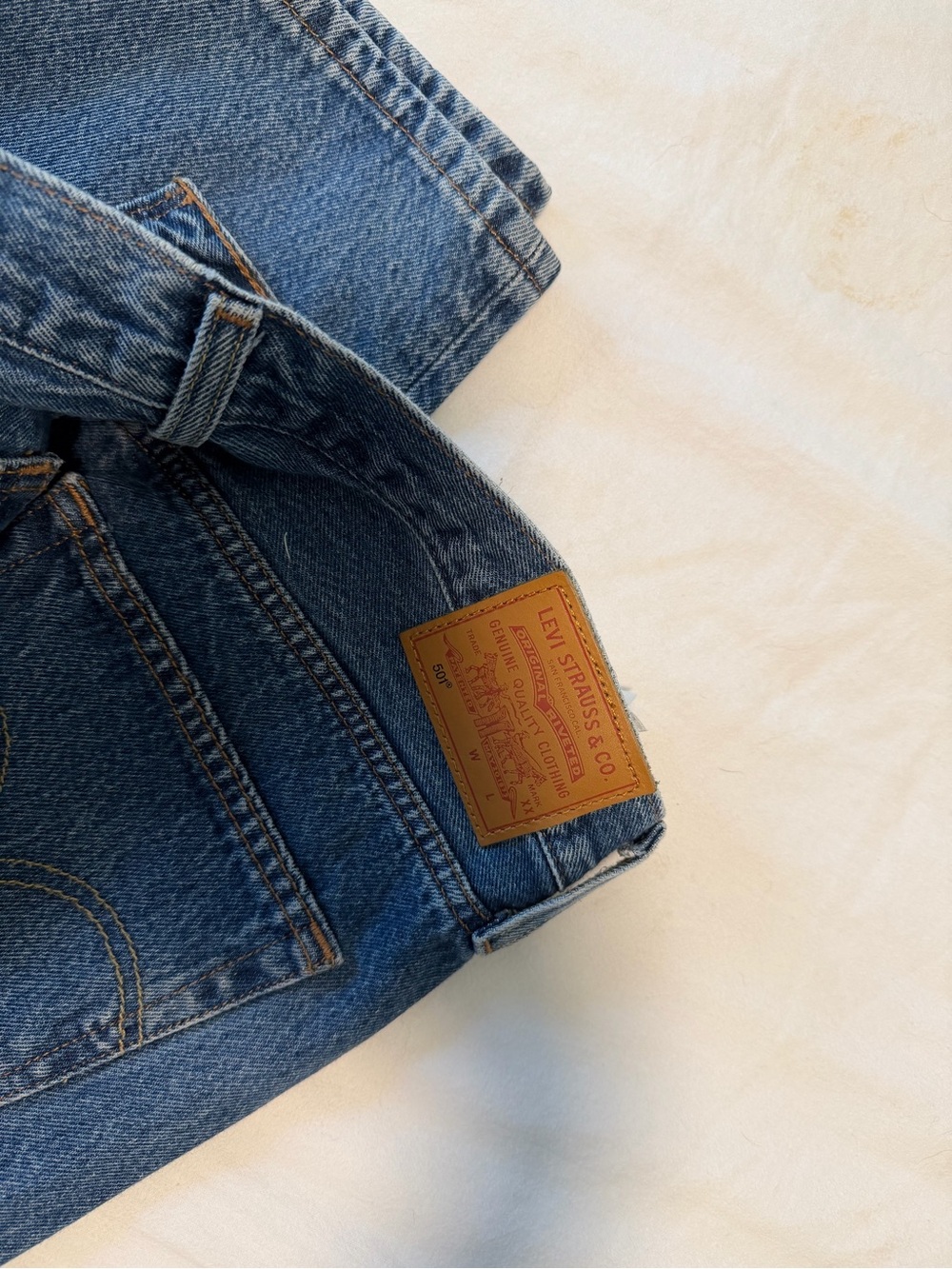 Levi's 501 Women's Straight Leg Jeans in Classic Blue Denim - Picture 2 of 4